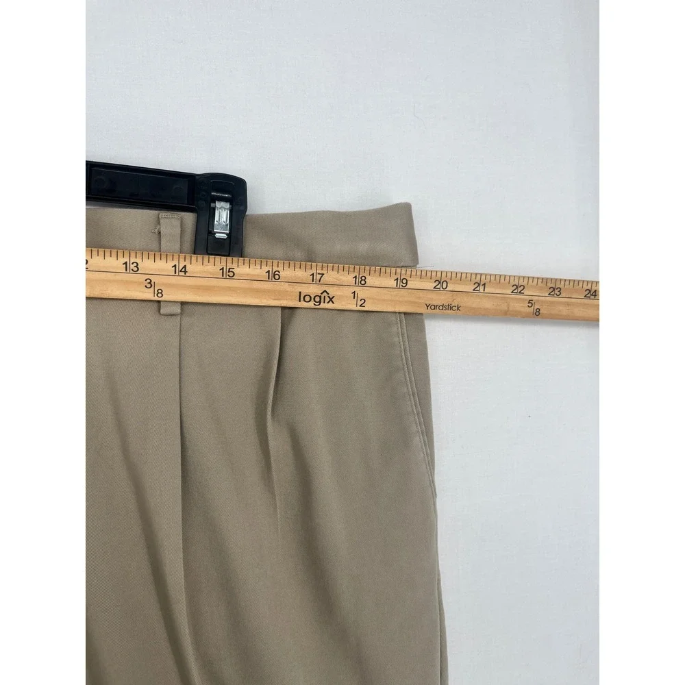 Dockers Relaxed Fit Pleated Chino Pants Mens 38x30 Khaki Tan Cuffed Hem 2783